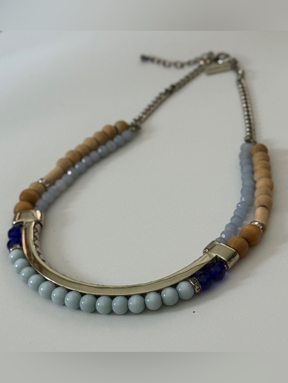 The Limited Beaded Mixed Media Metal Bar Collar Statement Necklace